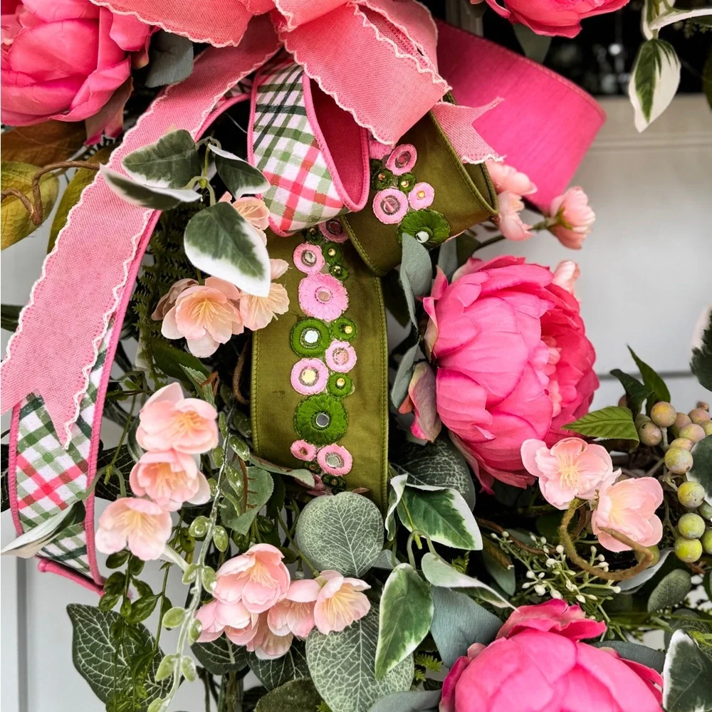 XL Floral Wreath with Pink Peonies and Greenery